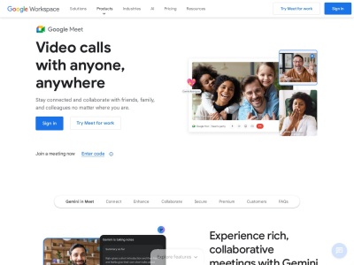 Скриншот сайта meet.google.com