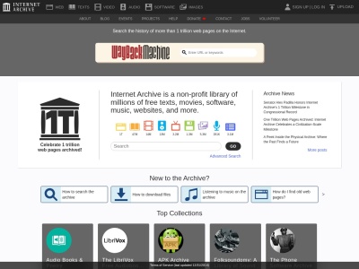 Скриншот сайта archive.org