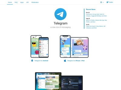Скриншот сайта telegram.org