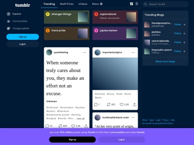 Скриншот сайта tumblr.com